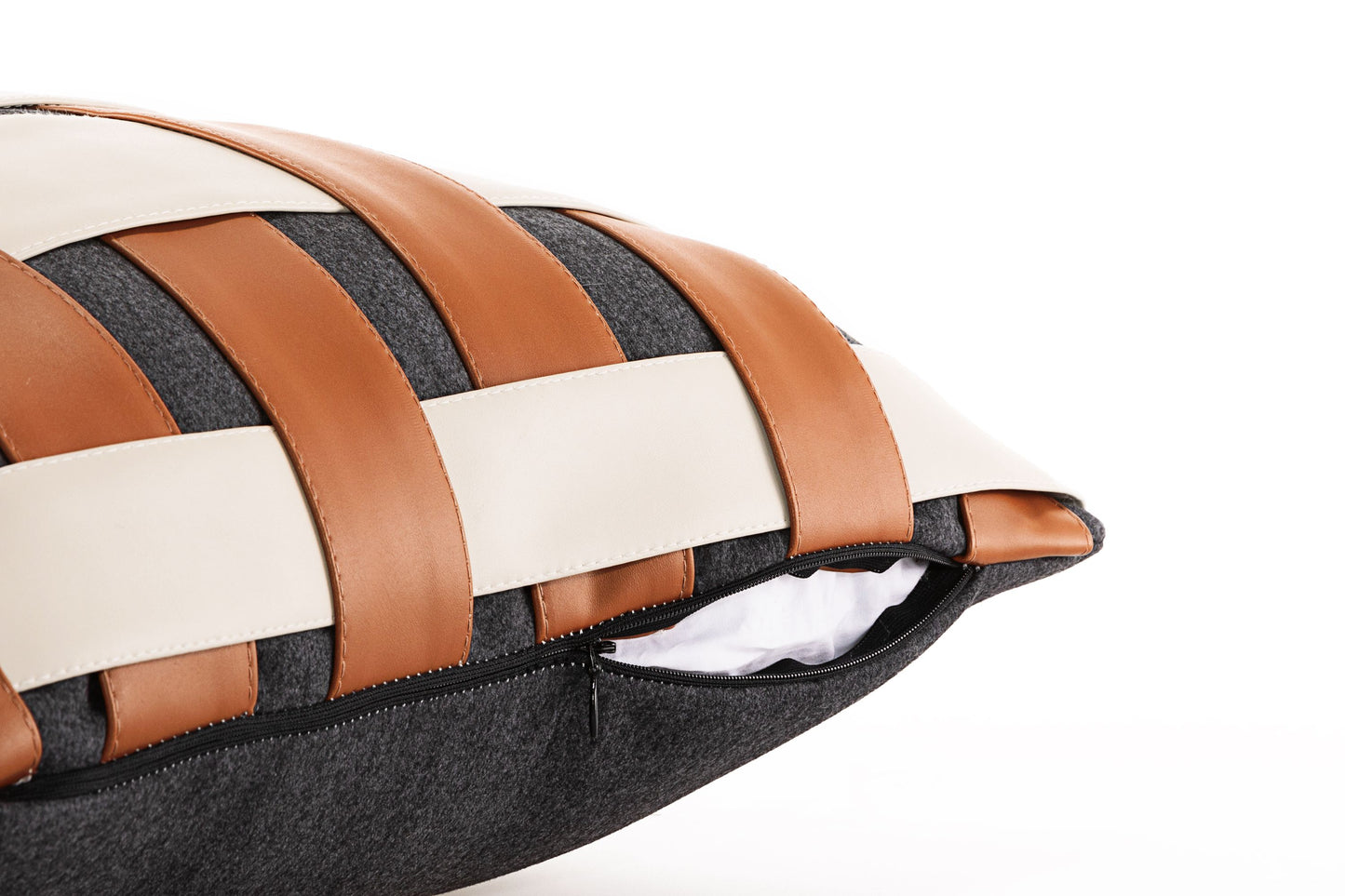 Patchwork Faux Leather Pillow Cover