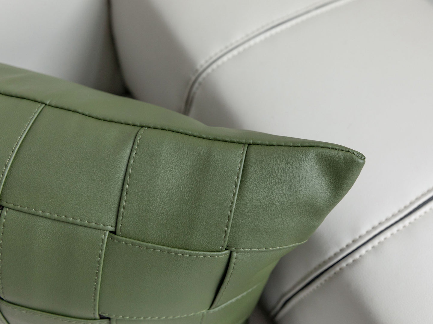 Green Faux Leather Pillow Cover