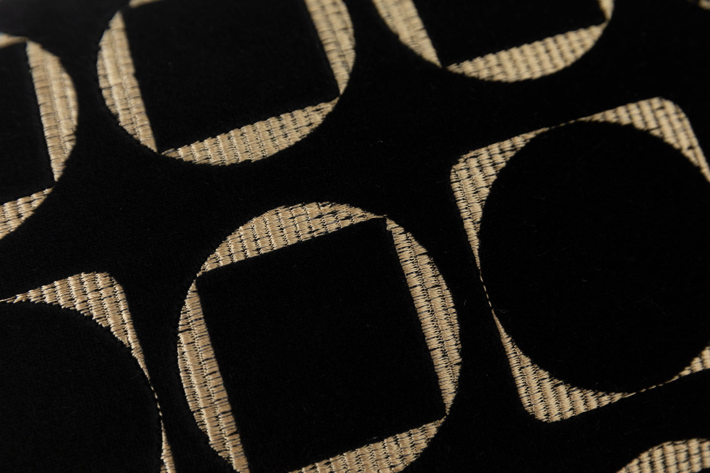 Embroidered Geometric Velvet Black Cushion Cover