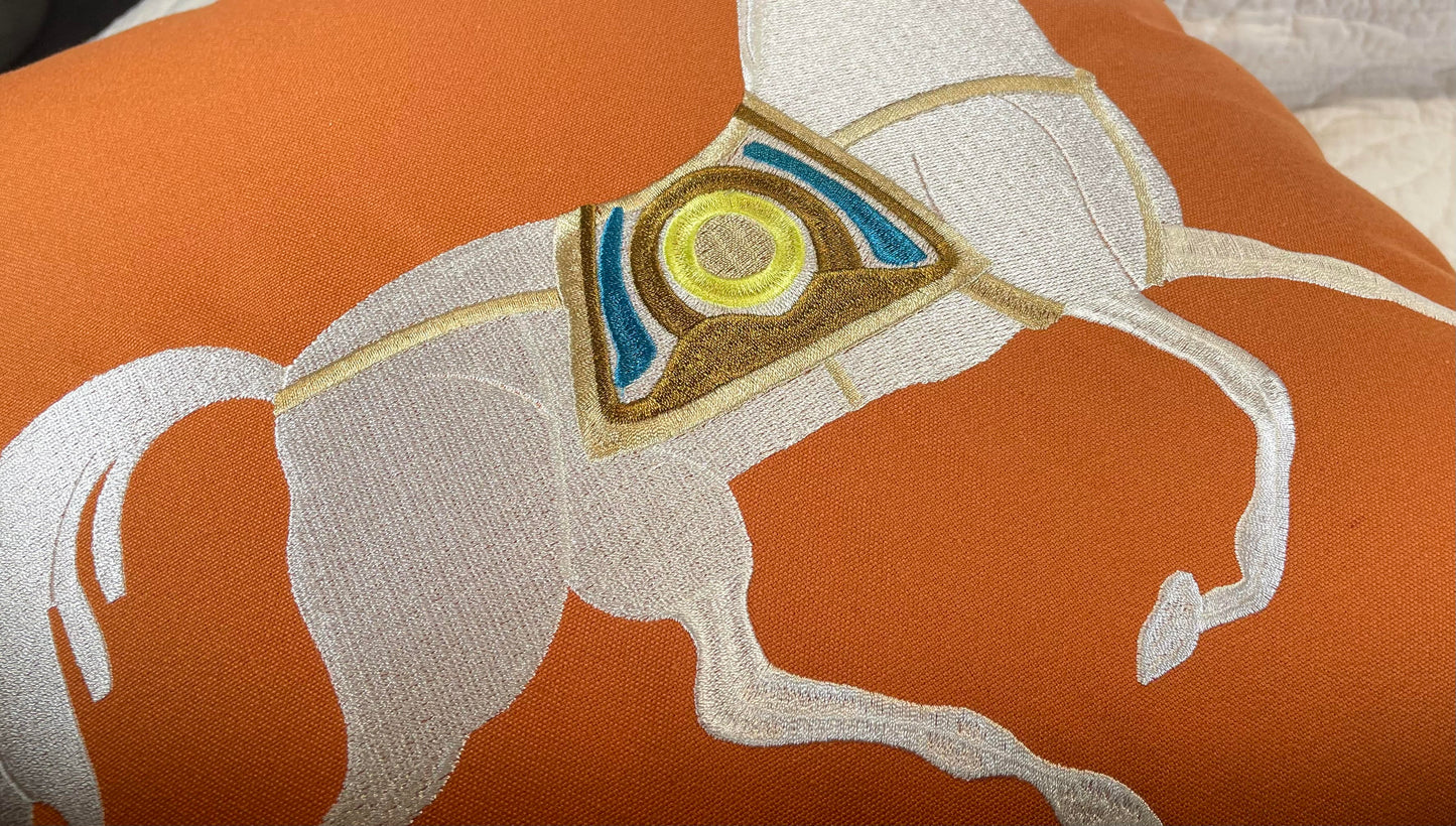 Embroidered Horse Pillow Cover