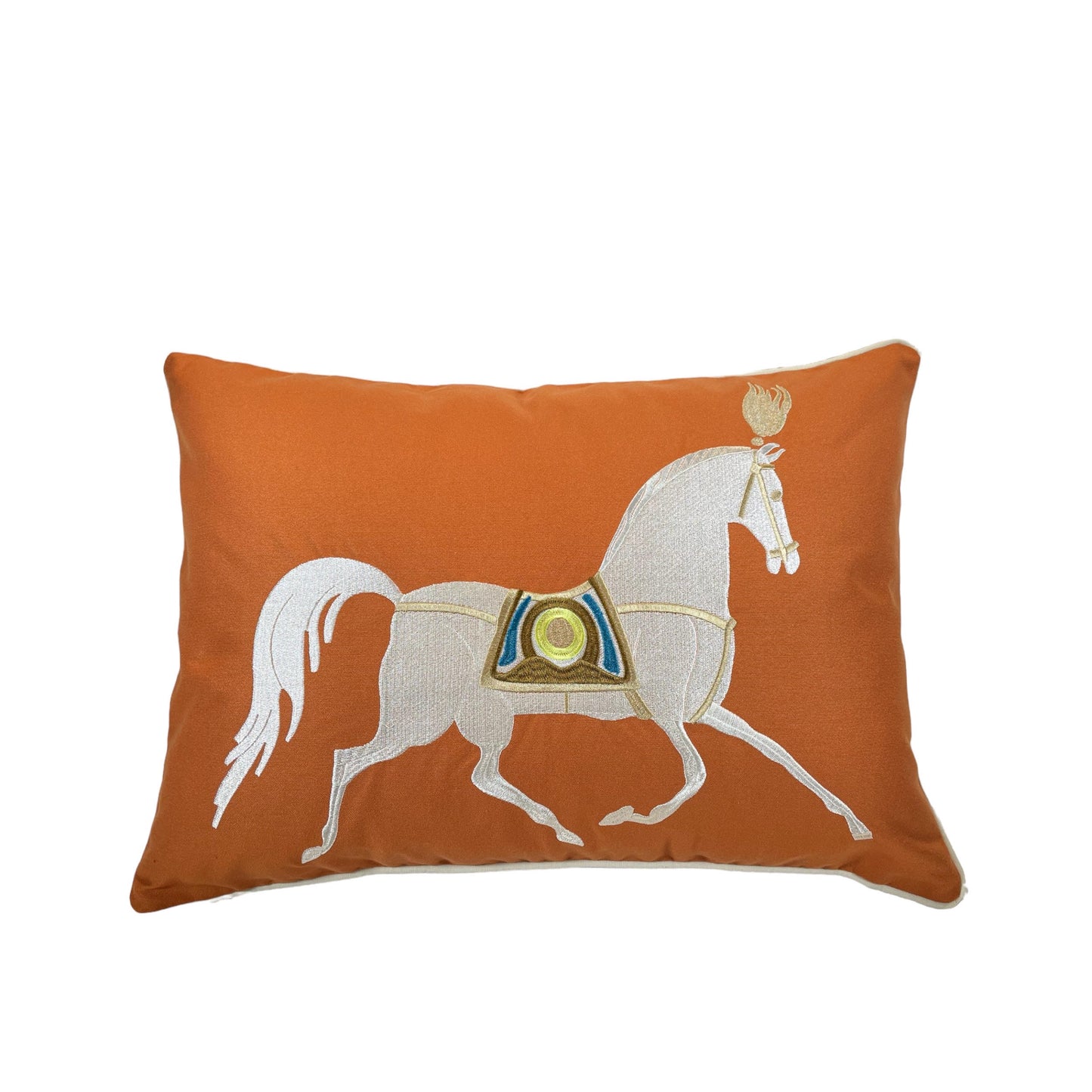 Embroidered Horse Pillow Cover