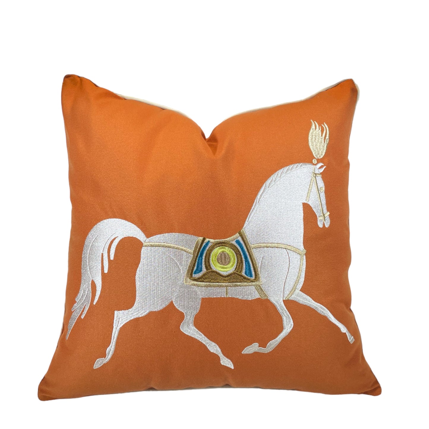 Embroidered Horse Pillow Cover