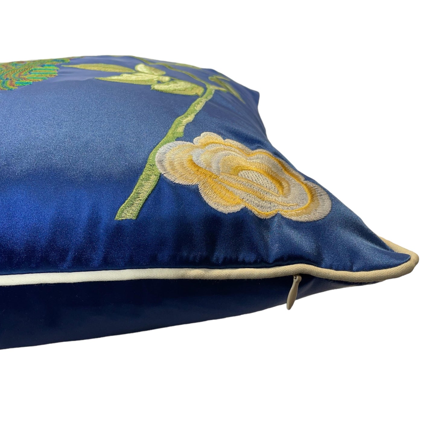 Embroidered Peacock Pillow Cover