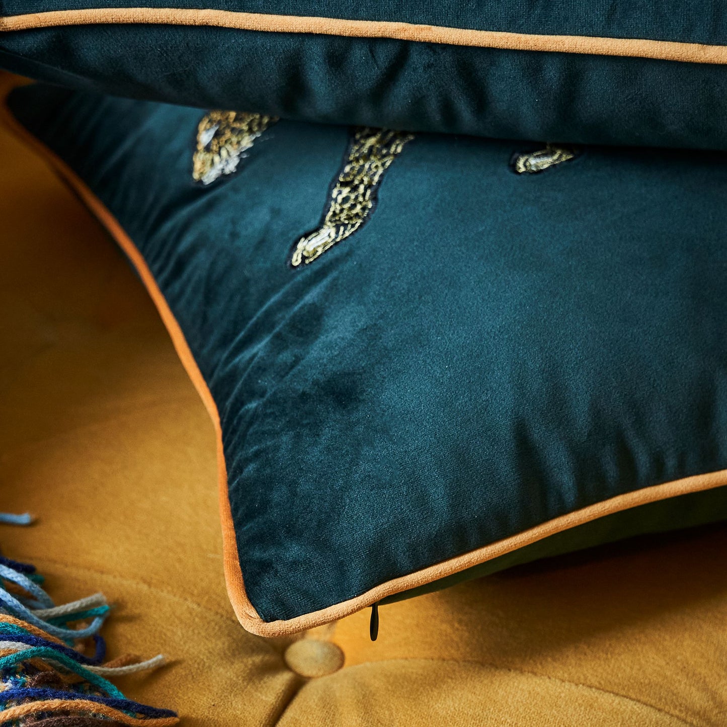 Embroidered Tiger Throw Pillow Cover