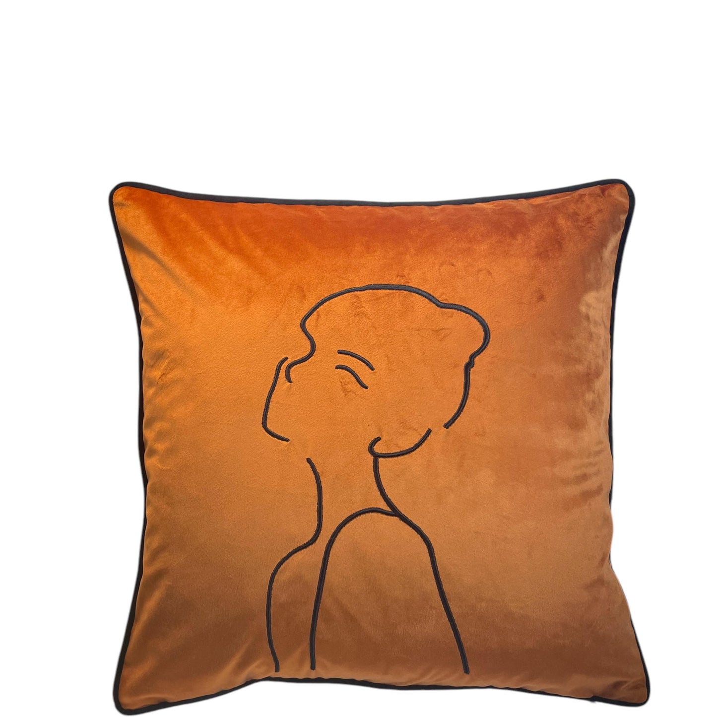 Velvet Embroidered Girl Throw Pillow Cover