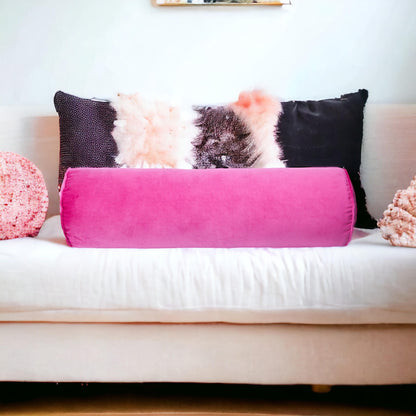 Pink Velvet Bolster Pillow Cover