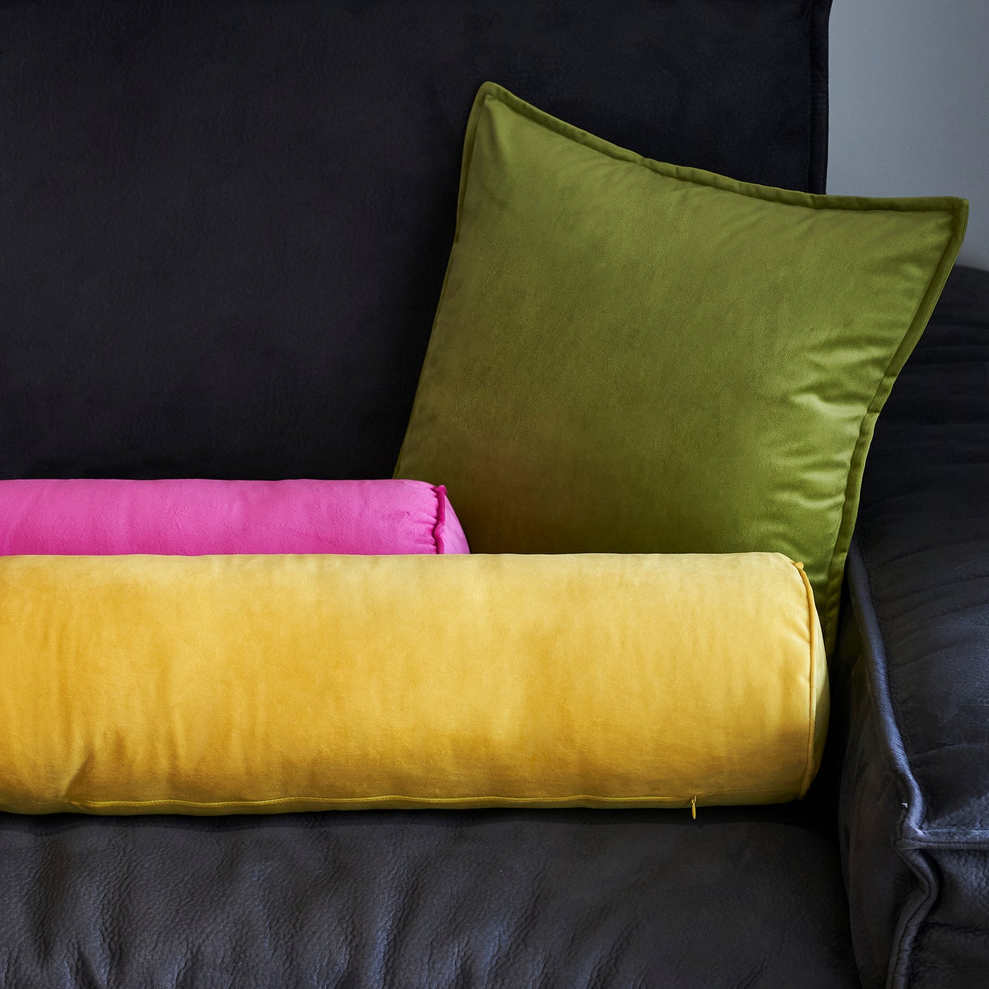 Pink Velvet Bolster Pillow Cover